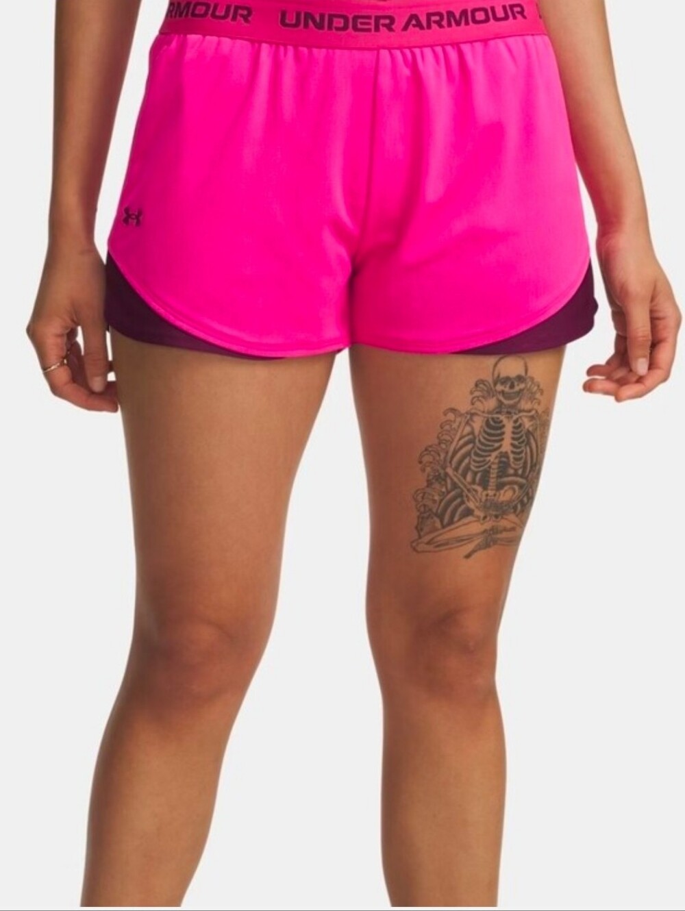 Under Armour Heat Pink Play Up 3.0 Hot Pink Athletic Running Shorts Plus Size 2X